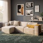Rove Lab M1 Sectional Sofa with Ottoman – Sustainable, 3-Seat Modular Couch for Living Room – Easy One-Person Assembly, High-Density Foam, Spill-Proof Fabric (Helium Cloud)