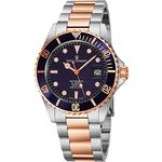 Revue Thommen Mens Diver Watch Automatic Sapphire Crystal - Analog Blue Face Two Tone Metal Band Self Winding Dive Watch Swiss Made - Cool Diving Watches for Men Waterproof 300 Meters 17571.2155