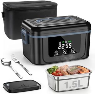 FISHOAKY Cordless Heated Lunch Box, 6.3 Cups Electric Lunch Box with Ice Crystal Box Food Warmer Rechargeable Portable Lunch Box Warmer for Adults Men Women Trucks Driver Office Worker Travel
