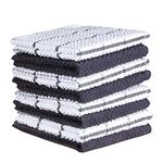 Amour Infini Terry Dish Cloth | Set of 8 | 12 x 12 Inches | Super Soft and Absorbent |100% Cotton Dish Rags | Perfect for Household and Commercial Uses | Gray