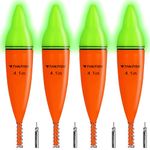 THKFISH 4PCS LED Lighted Fishing Bobbers Fishing Floats for Night, Spring Bobber Float Saltwater Freshwater Lighted Floats Glow for Crappie Walleye Catfish, 4.1", Green & Red