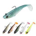 6 Pcs Fishing Lures for Pike Trout, Soft Plastic Baits Lures Swimbaits with Hooks and T Tail, Fishing Tackle Perch Bass Fishing Jigs Artificial Bait for Saltwater Freshwater Trout Catfish Pike Perch