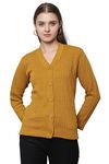 HIFZAA Wool V-Neck Sweater Cardigan for Women Winter Sweaters for Ladies Plus Size Gold California-2XL