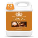 Garifon 128 OZ Pure Tung Oil for Wood Outdoor/Indoor, Food Grade Sealer, 1 Gallon Tung Oil Finish, Waterproof WoodOil for Furniture, Cutting Board, Teak, Floor — Food Safe, Indoor Use