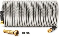 Cesun Metal Garden Hose 100 foot - 304 Stainless Steel Water Hose, Flexible, Lightweight and No-Kink Metal Hose with Brass Nozzle for Outdoor, Yard