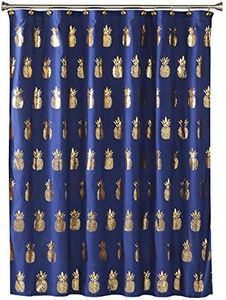 SKL Home by Saturday Knight Ltd. Gilded Pineapple Fabric Shower Curtain, Navy/Gold