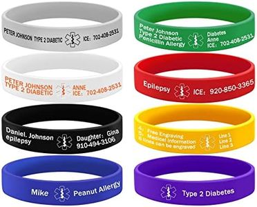 ORFANDE Medical Alert Bracelet Personalized Silicone Sport Emergency Wristband for Men and Women Custom Engraving Bracelet Unisex Waterproof ID Bracelet