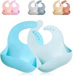 GODR7OY Silicone Baby Bib, BPA Free Waterproof Bibs, Adjustable 2PCS (Blue Sky)