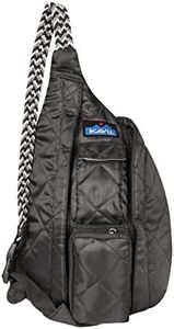 KAVU Mini Rope Puff Bag Sling Crossbody Backpack Travel Quilted Purse-Black