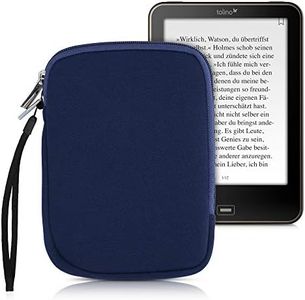 kwmobile Neoprene e-Reader Pouch Size 6" eReader - Universal eBook Sleeve Case with Zipper - Dark Blue