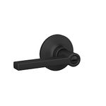 Lock Scout Straight Lever with Round Trim Bedroom and Bathroom Door Handle, Matte Black Finish