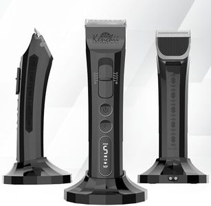 Kenchii Flash - 5-Speed Dog Hair Clipper Cordless Dog Clippers for Grooming with Rechargeable Battery and Smart Sensors for Streamlined Cuts - Professional Animal and Dog Grooming Supplies (Black)