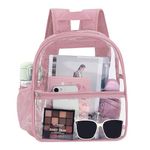 YXQSED Clear Backpack Stadium Approved - Clear Mini Backpack 12x12x6 for Women Stadium Concert Work Sport Pink