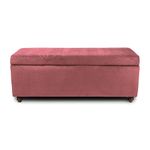 WOODBURY TREE 2 Seater Diamond-Stitched Velvet Storage Ottoman | Versatile Bench with Luxurious Comfort & Storage | Living Room, Bedroom, Office (Pink)