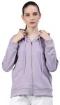 ADBUCKS Women's Solid Cotton Hooded Sweatshirt (in, Alpha, M, Lavender)