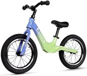 14" Balance Bike for Boys and Girls, Air Tires with Magnesium Alloy Frame, Lightweight No Pedal Kids' Bike for 3-6 Years Old, Training Bike with Adjustable Handlebar and Seat (Green&Blue)