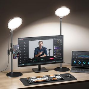 2 Packs Desk Ring Light with Stand, Adjustable Desktop Light with Phone Holder for Video Calls, Zoom Lighting for Computer/Laptop/Conference/Webcam, Video Light for Recording, Podcast,Photography