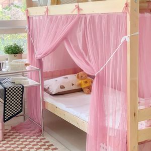 Akiky Bunk Bed Curtains Student Dormitory Mosquito Net 4 Corner Post Bed Canopy for Kid Teens Dustproof Loft Bed Curtains(Pink,Twin Extra Long)