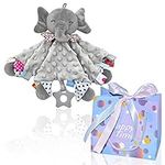 UNMOT Baby Comfort Blanket set, Elephant Infant Nursery Comforter, Newborn Baby Gifts for Boys and Girls, 0-6 Months Baby Safety Blanket with Gift Bag (Gift Bag &Gray Elephant)