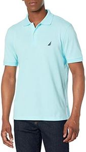 NAUTICA Mens Short Sleeve Solid Cotton Pique Polo Shirt, Bright Aqua Solid, Medium