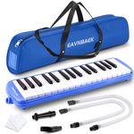 Eavnbaek 32 Keys Melodica Instrument, Soprano Melodica Air Piano Keyboard Pianica with 2 Soft Long Tubes, 2 Short Mouthpieces and Carrying Bag (Blue)