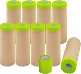 Pre-Taped Masking Paper for Painting，Paint Masking -18inchx 50feet Automotive Paint Masking Paper,Tape and Drape Painters Paper for Floor Protection,Wall Covering(Masking Paper:9rolls ,Tape:4rolls)