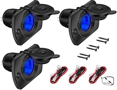 DaierTek 12V Car Cigarette Lighter Socket Female 12 Volt Power Outlet Replacement with Blue LED Waterproof for Boat Marine Scooter RV ATV UTV - 3pcs