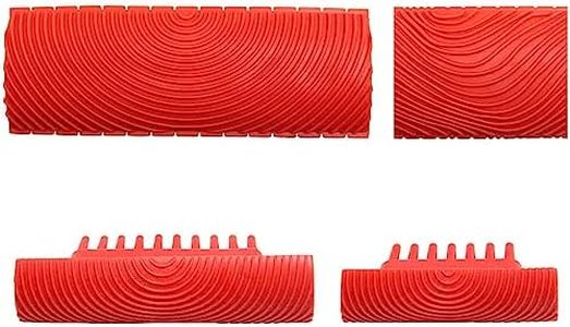 4 Pieces Wood Pattern Painting Tool Imitation Wood Grain Painting Tool Set Rubber Wood Grain Painting Roll for The House Wall (Red)