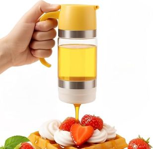 TOWEBOORY Glass Honey Dispenser, 10.5 OZ /315 ml Honey Pot with Handle One-Press Honey Dispenser Bottle with Drip-Free Multifunctional Maple Syrup Dispenser for Honey Syrup Coffee or Tea (Yellow)