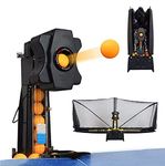 Gguwug Automatic Table Tennis Robot Machine 50W Automatically Tranning Ping Pong Robots with Ball Collet Catch Net with 9 Different Spin Balls + Practice Training Recycle Net