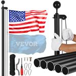 VEVOR 25FT Detachable Flagpole Kit, Heavy Duty Aluminum Alloy Flag Pole Kit in Ground for Outdoor, 3 Display Modes Flagpole with Professional Accessories, Black