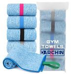 DARCHEN [5 Pack Gym Towels Accessories For Men, Quick Dry Sweat Towel For Workout Tennis Sports Exercise, Microfiber Silver Ion Towels Compact & Absorbent