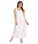 H & C Full Length Women's Hosiery Cotton Fabric Long Nighty Slip/Camisole Slip/Night Wear Maxi for Women (Free Size, White)