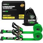 Rhino USA E Track Ratchet Tie Down Straps (4,500lb Break Strength) - Includes (2) Premium 2" x 16' eTrack Tie Downs - Ultimate Heavy Duty eTrack Cargo Strap System for Trailer, Truck, Motorcycle