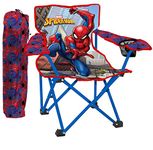 Spider-Man Kids Camp Chair, Outdoor Chair for Kids with Cup Holder and Carry Bag