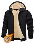 TACVASEN Mens Fleece Hoodie Full Zip Winter Sherpa Hooded Sweatshirt Thick Hoodies Coat with Pocket Black,XL