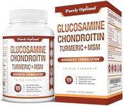 Purely Optimal Glucosamine Chondroitin MSM Supplement w/Turmeric & Boswellia - Glucosamine Sulfate Joint Supplement for Men & Women - 120 Tablets