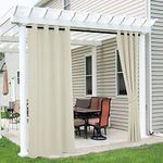 RYB HOME 2 Pieces Outdoor Curtains Waterproof - Blackout UV Protection Outdoor Patio Curtains Weather Resist Thermal Insualted for Pavillion Sliding Door Sunroom Pool Deck, W 52 x L 108 inch, Cream