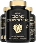 Organic Psyllium Husks Capsules 1400mg - Fibre Supplement for Men & Women - Pure Psyllium Husk Powder - 180 Tablets - High in Soluble Fiber - Certified Organic - Natural Prebiotic from Ispaghula Husk