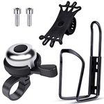 EAONE Bike Accessories Bike Water Bottle Holder Silicone Bike Phone Mount Bike Bell Alloy Aluminum Lightweight Bike Cup Holder Bike Phone Holder (Black)