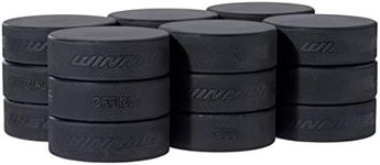 Winnwell Black Ice Hockey Pucks (Pack of 18) - Box of Standard 6oz Ice Puck, Official Size, Great for Stick Handling & Training Drills for Youth & Adult Players