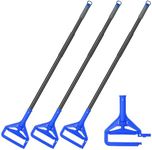 KeFanta 60 Inch Mop Handle Commercial Heavy Duty,Industrial Metal Mop Stick Replacement Quick Change,Wet Mop Head Replacement Holder for Floor Cleaning,3 Pack