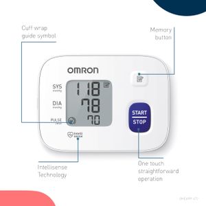 OMRON Automatic Wrist Blood Pressure Monitor – Preformed Cuff, 13.5-21.5cm