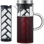 SILBERTHAL Cold Brew Coffee Maker - Glass & Stainless Steel - Long Insert for Iced Coffee & Tea - 1.2L