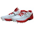 Sega star impact Men's Reach Metal Spikes Cricket Shoes (White, Red, 10 UK)