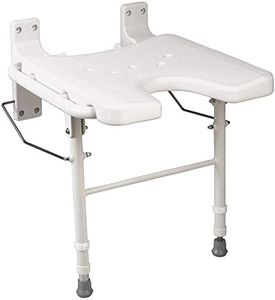 HealthSmart Wall Mount Fold Away Bath Chair Shower Seat Bench with Adjustable Legs, FSA and HSA Eligible, Seat 16 x 16 Inches, White
