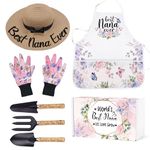 Nana Gifts for Mothers Day, Gardening Tools Kit with Gloves Apron and Hat, Best Nana Ever Gifts for Plant Lover, Gardening Gifts Set for Christmas, Grandma Gifts from Grandkids Grandchildren
