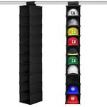 QIUKUN Hat Organizer for Baseball Caps, 10 Shelf Hanging Closet Hat Rack & Shelf Organizer for Shoe & Cap Storage, Protect Your Caps with This Hat Hanger - Easy Hat Holder (Black)