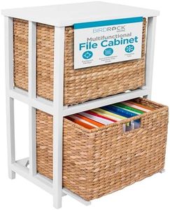 BIRDROCK HOME Seagrass 2 Tier File Cubby Cabinet - Vertical Storage Furniture - Office Décor - Home Decorative Box Filing - Natural Wood - Delivered Fully Assembled - Hanging Letter and Legal