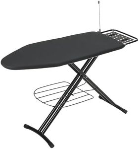 Ironing Board 48x15 in, RAINHOL Large Heavy Duty Ironing Boards Full Size with Pad and Cover, Height Adjustable Iron Stand with Storage Tray and Iron Rest, Black